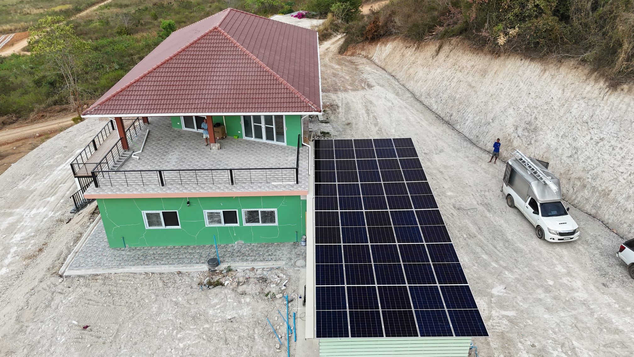 Aerial view of the house in the valley