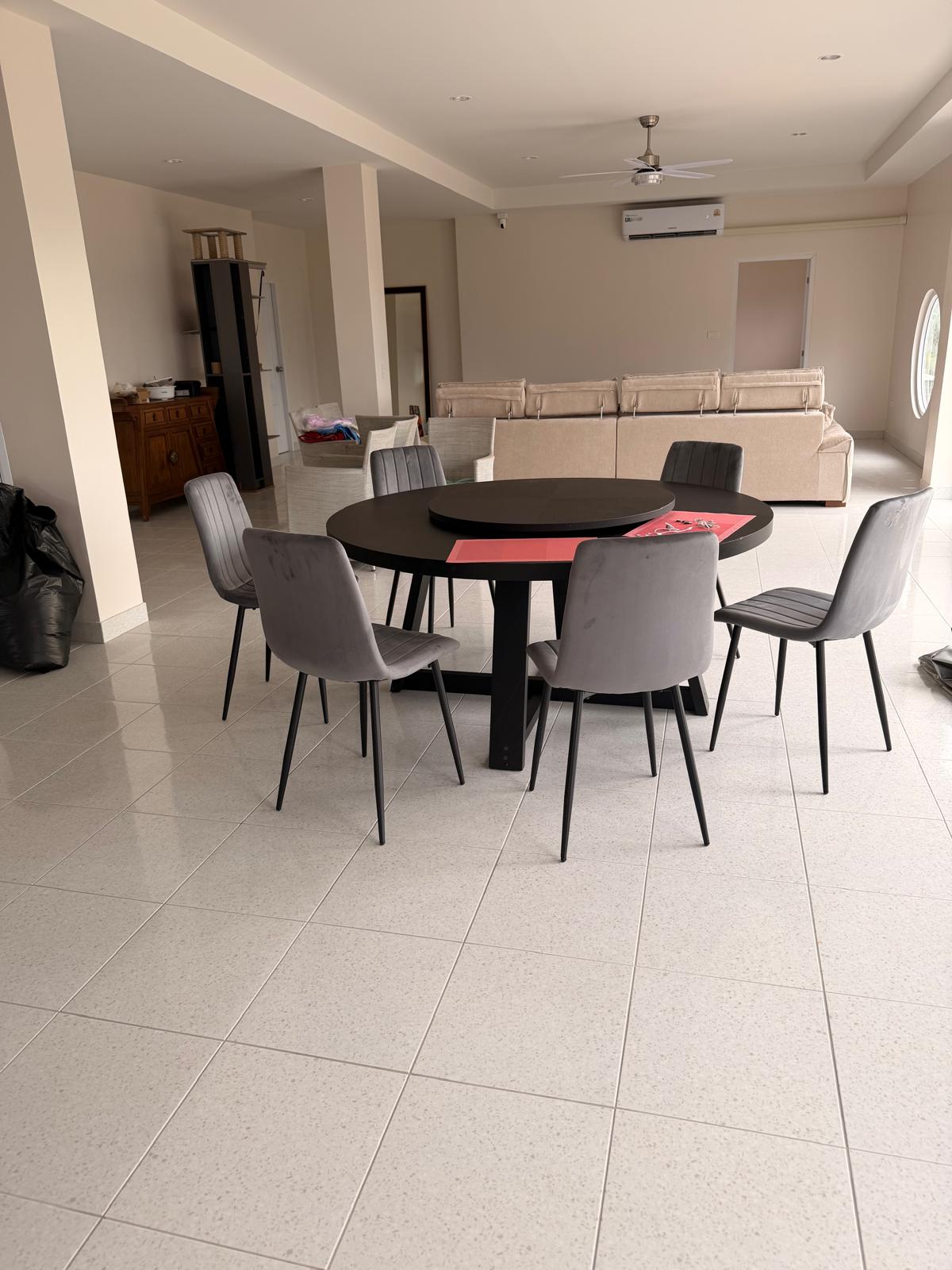Furnished open-plan living and dining room